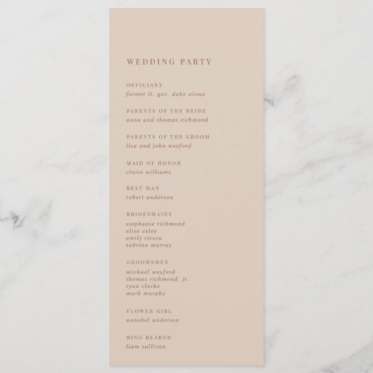 Sand | Manuscript Watermark Monogram Weddenschap Programmakaart (Achterkant)