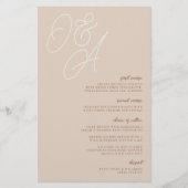 Sand | Menu Watermerk Monogram Weddenschap (Voorkant)