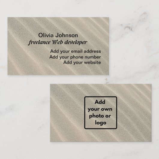 Sand minimalist digital nomads freelancer beige visitekaartje (Voorkant / Achterkant)