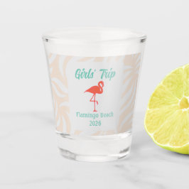 Sand Modern Tropical Flamingo Foliage Vacation Shot Glas