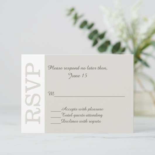 Sand Modern Wedding RSVP Response Kaart (Staand voorkant)