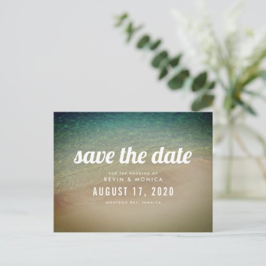 Sand Ocean Beach Wedding Bewaar de datum Aankondigingskaart (Staand voorkant)