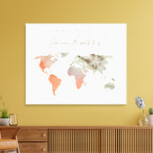 Sand/Oranje Waterverf Wereldkaart Canvas Gastboek (Insitu (Woonkamer))