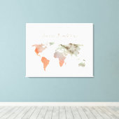 Sand/Oranje Waterverf Wereldkaart Canvas Gastboek (Insitu (Houten vloer))