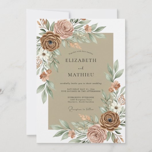 Sand Organic Desert Wedding Kaart (Voorkant)