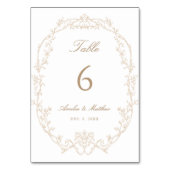 Sand Ornate Floral Frame Wedding Kaart (Voorkant)