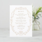Sand Ornate Floral Frame Wedding Menu (Staand voorkant)
