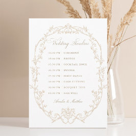 Sand Ornate Floral Frame Wedding Timeline Programmakaart