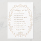 Sand Ornate Floral Frame Wedding Timeline Programmakaart (Voorkant)