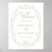 Sand Ornate Floral Frame Wedding Welcome Poster (Voorkant)