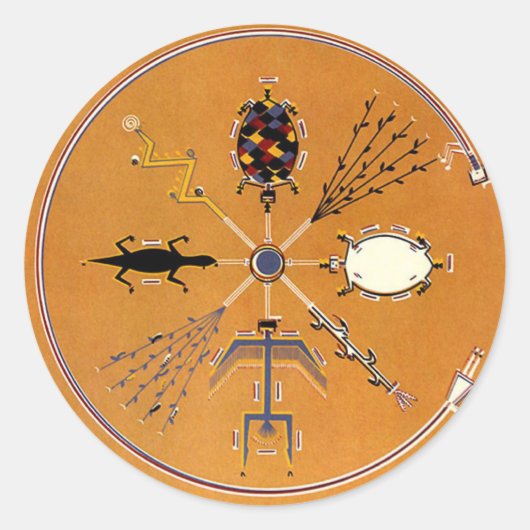 Sand Painting Native American Tribal Ronde Sticker (Voorkant)