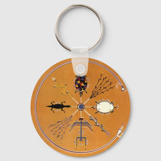Sand Painting Native American Tribal Sleutelhanger (Voorkant)