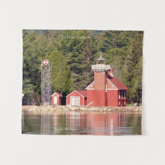 Sand Point Lighthouse Baraga tapestry Wandkleed (Voorkant (horizontaal))
