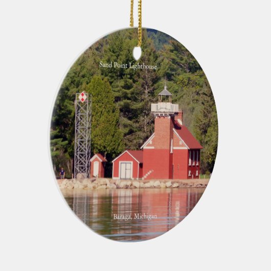Sand Point Lighthouse Baraga-versiering Keramisch Ornament (Rechts)