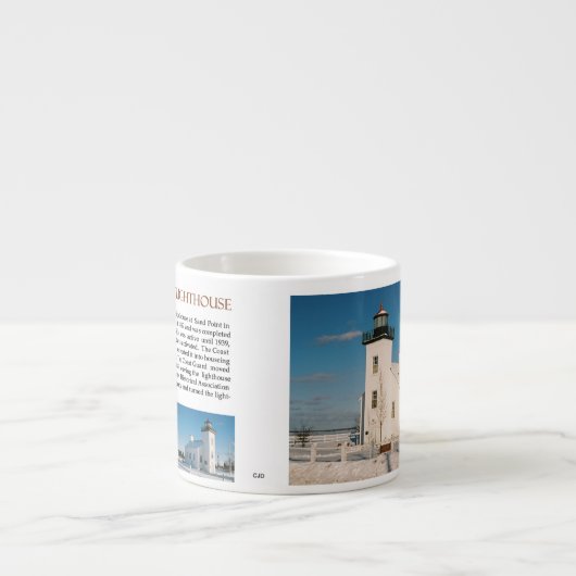 Sand Point Lighthouse geschiedenis espresso mok (Voorkant)