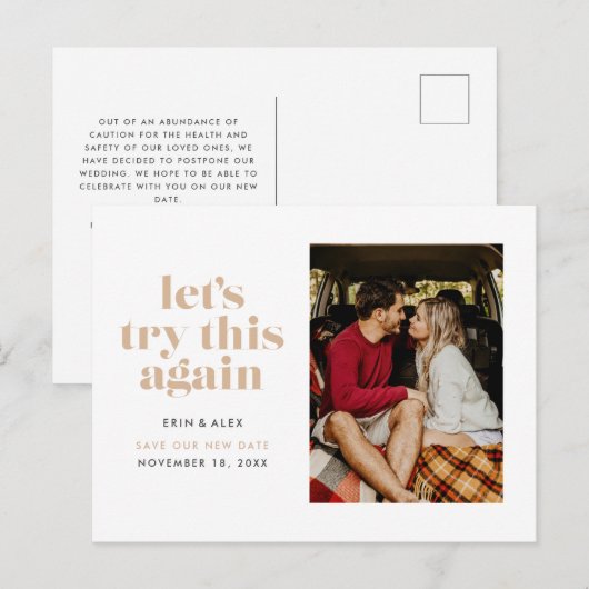 Sand probeer dit opnieuw Verander de Datum Wedding Aankondigingskaart (Voorkant / Achterkant)