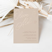 Sand | Roos Gold Script Wedding Folie Uitnodiging