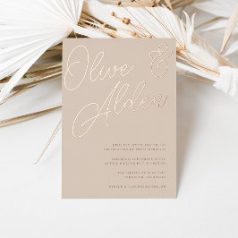 Sand | Roos Gold Script Wedding Folie Uitnodiging
