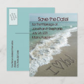 Sand Schrijven op het strand Save the Date Briefka Aankondigingskaart (Voorkant / Achterkant)