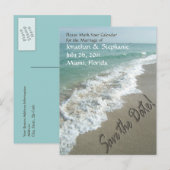 Sand Schrijven op het strand Save the Date Briefka Aankondigingskaart (Voorkant / Achterkant)