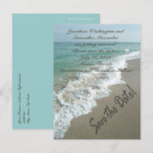 Sand Schrijven op het strand Save the Date Briefka Aankondigingskaart (Voorkant / Achterkant)