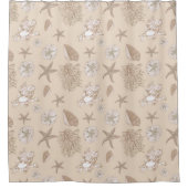 Sand seashell-patroon op ivoor douchegordijn (Voorkant)