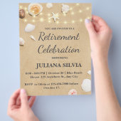 Sand Seashells Beach Retirement Party Flyer (Hand)