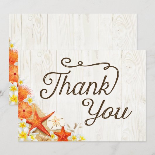 Sand Seashells Floral Beach Rustic Bedankt (Voorkant / Achterkant)