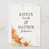 Sand Seashells Floral Beach rustieke bruiloft Kaart (Achterkant)