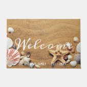 Sand Seashells Ocean Calligraphy Welcome Deurmat (Voorkant)