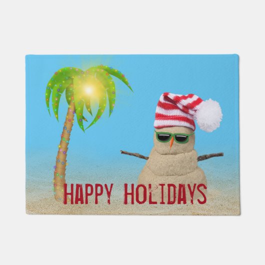 Sand Snowman met kerstpalmboom Deurmat (Voorkant)