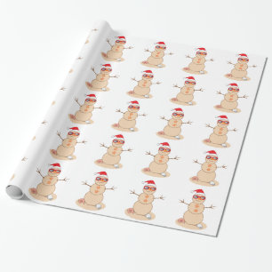 Sand Snowman met Shades en Santa Hat Cadeaupapier