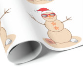 Sand Snowman met Shades en Santa Hat Cadeaupapier (Rol Hoek)
