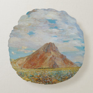 Sand Springs Butte door Childe Hassam, Vintage Kun Rond Kussen