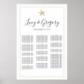 Sand Starfish Wedding Alfabetical Seating Chart Poster (Voorkant)