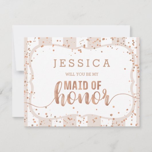 Sand Stripe Roos Gold Wil je mijn bruidsmeisje zij Kaart (Voorkant)