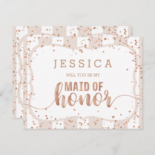 Sand Stripe Roos Gold Wil je mijn bruidsmeisje zij Kaart (Voorkant / Achterkant)