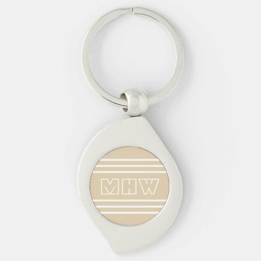 Sand Stripes aangepaste monogram sleutelketen Sleutelhanger (Voorkant)