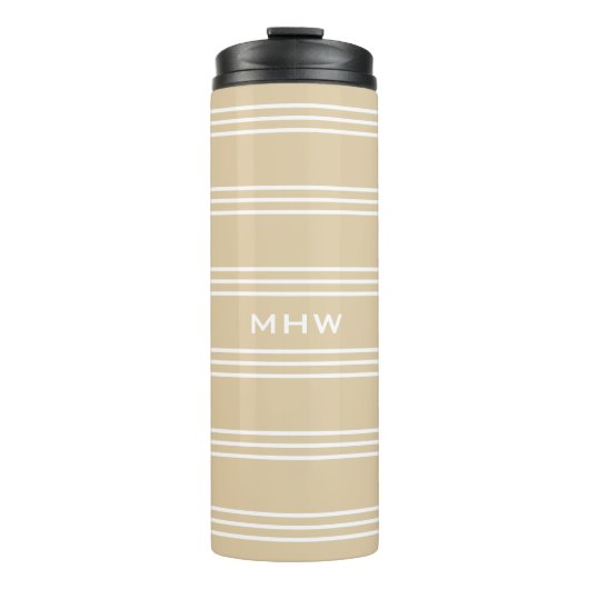 Sand Stripes aangepaste monogram tumbler Thermosbeker (Voorkant)