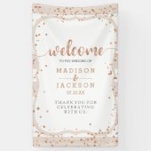 Sand Stripes & Roos Gold Confetti Bruiloft Welkom Spandoek (Verticaal)