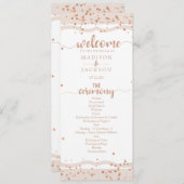 Sand Stripes & Roos Gold Confetti huwelijksprogram Programmakaart (Voorkant / Achterkant)