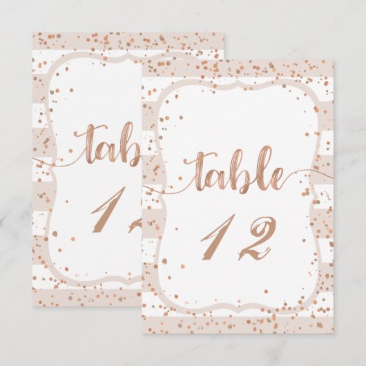 Sand Stripes & Roos Gold Wedding Table Numbers Kaart (Voorkant / Achterkant)
