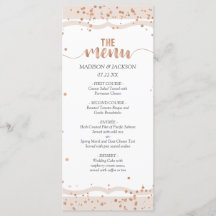 Sand Stripes & Roos Goud Confetti Bruiloft Menu