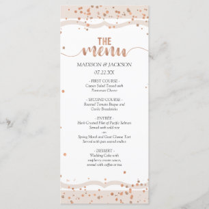 Sand Stripes & Roos Goud Confetti Bruiloft Menu