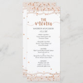 Sand Stripes & Roos Goud Confetti Bruiloft Menu (Voorkant / Achterkant)