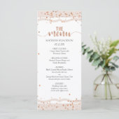 Sand Stripes & Roos Goud Confetti Bruiloft Menu (Staand voorkant)