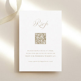 Sand Stylish Calligraphy Wedding QR Code RSVP Kaartje