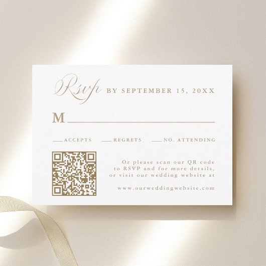 Sand Stylish Calligraphy Wedding RSVP Kaartje