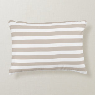 Sand Tan Taupe White Striped Nautical Coastal Accent Kussen