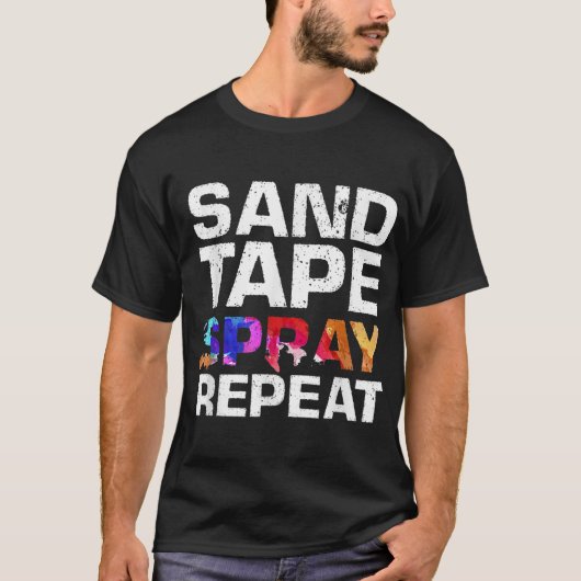 Sand Tape Spray Herhaalt Funny Automotive Car Pain T-shirt (Voorkant)